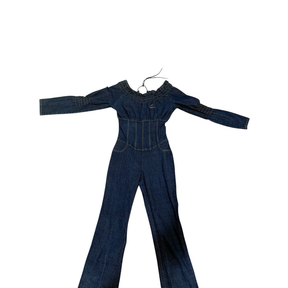 Vtg Y2k Fubu Juniors 5/6 Long Sleeve‎ Denim Jumpsuit